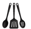 Mainstays 3-Piece Kitchen Utensil Set, Slotted Spatula, Slotted Spoon and Solid Spoon, Black, Nylon