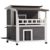 VEVOR Insulated Cat House, 2-Story Wooden Cat Shelter, Foam Insulation, Feral Kitty Shelter with Balcony