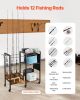 VEVOR Fishing Rod Holder for 12-Rods, Mobile Fishing Pole Rack Cart with Wheels, Fish Gear Equipment Organizer for Garage Home Indoor Use