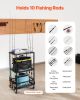 VEVOR Fishing Rod Holder for 10-Rods, Mobile Fishing Pole Rack Cart with Wheels, Fish Gear Equipment Organizer for Garage Home Indoor Use