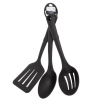 Mainstays 3-Piece Kitchen Utensil Set, Slotted Spatula, Slotted Spoon and Solid Spoon, Black, Nylon
