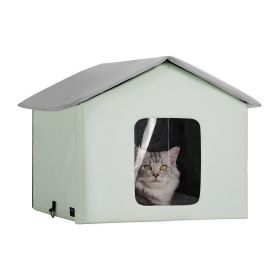 VEVOR Heated Cat House, Outdoor Kitty Shelter with Adjustable Temperature and Timer (Model: Medium, Type: House-Style)