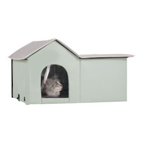 VEVOR Heated Cat House, Outdoor Kitty Shelter with Adjustable Temperature and Timer (Model: Large Size, Type: House-Style)